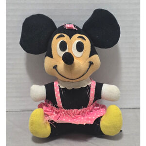 Vintage 70s Minnie Mouse Plush Walt Disney Productions Polka Dot Dress Taiwan